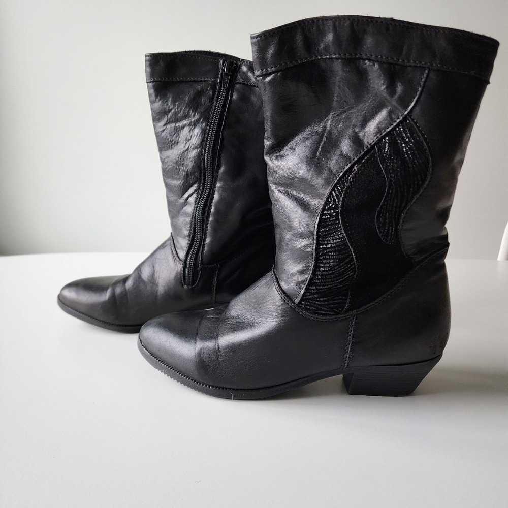 Vintage Balade Leather Winter Boots Low Heel Womens 7 Insulated Zip Casual Work